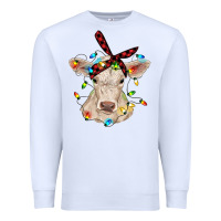 White charolais calf with christmas lights baby cow Premium Sweatshirt - RanaPortraitStore