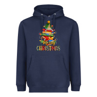 Navy book christmas tree merry christmas Heavyweight Hoodie - Zillion Design Studio