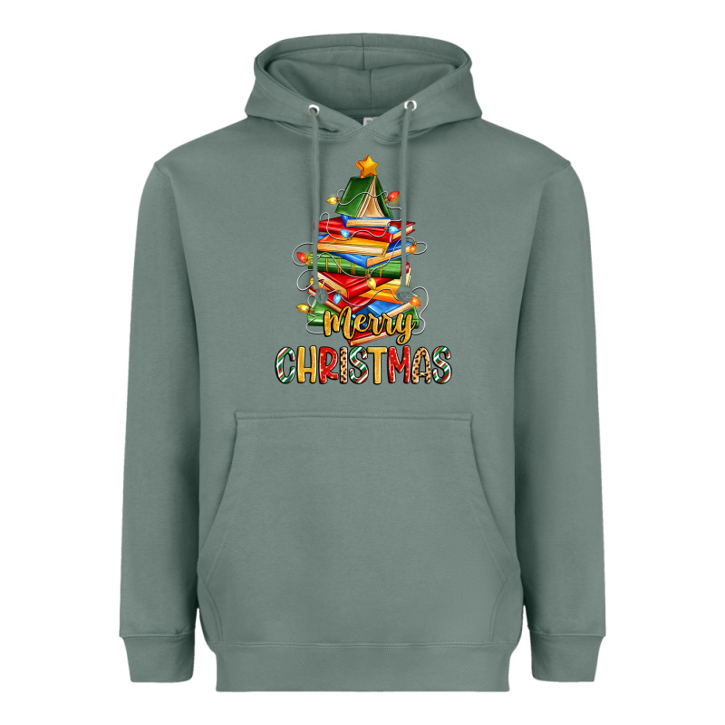 Book Christmas Tree Merry Christmas Heavyweight Hoodie by Zillion Design Studio | Teevron