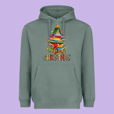 Heavyweight Hoodie book christmas tree merry christmas