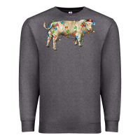 Charcoal Heather Charolais bull with christmas lights Premium Sweatshirt - RanaPortraitStore