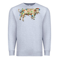 Heather Grey Charolais bull with christmas lights Premium Sweatshirt - RanaPortraitStore