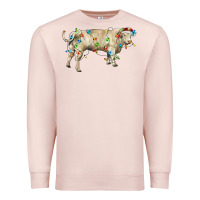 Pale Pink Charolais bull with christmas lights Premium Sweatshirt - RanaPortraitStore