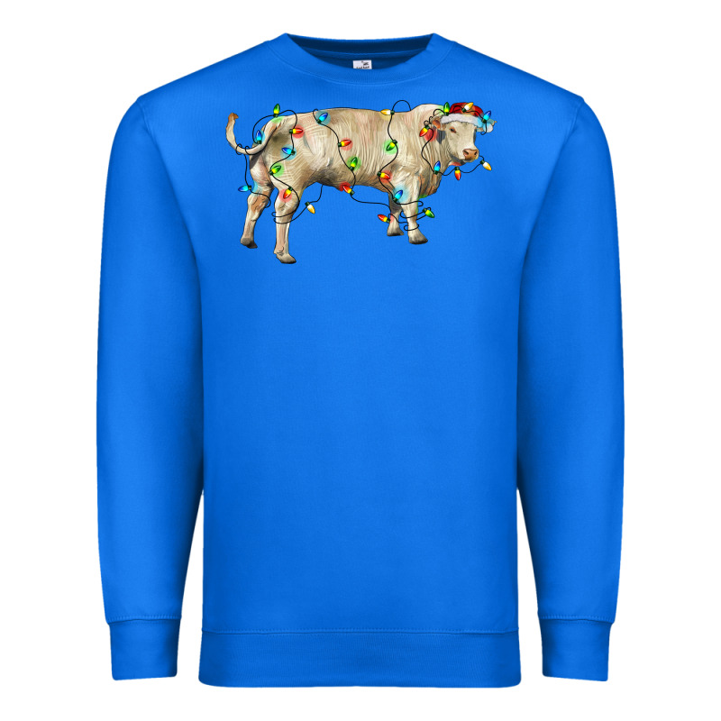Charolais Bull With Christmas Lights Premium Sweatshirt by RanaPortraitStore | Teevron