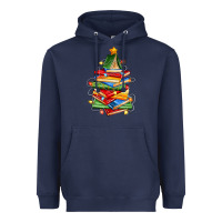 Navy book christmas tree Heavyweight Hoodie - Zillion Design Studio