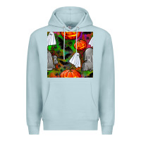 Blue Mist halloween ghost and headstone seamless pattern Premium Hoodie - BundleAndBundleShop