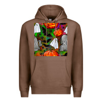 Chestnut halloween ghost and headstone seamless pattern Premium Hoodie - BundleAndBundleShop