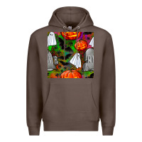 Coffee halloween ghost and headstone seamless pattern Premium Hoodie - BundleAndBundleShop