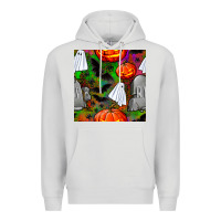 Dove Grey halloween ghost and headstone seamless pattern Premium Hoodie - BundleAndBundleShop