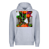 Heather Grey halloween ghost and headstone seamless pattern Premium Hoodie - BundleAndBundleShop