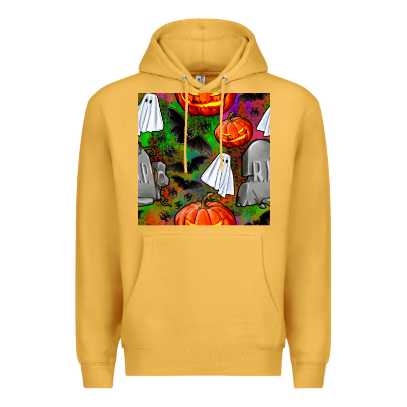 Halloween Ghost And Headstone Seamless Pattern Premium Hoodie by BundleAndBundleShop | Teevron