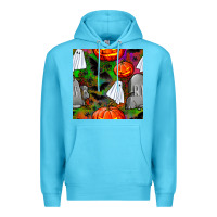 Ocean Blue halloween ghost and headstone seamless pattern Premium Hoodie - BundleAndBundleShop