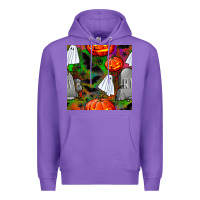 Purple halloween ghost and headstone seamless pattern Premium Hoodie - BundleAndBundleShop