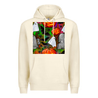 Sandshell halloween ghost and headstone seamless pattern Premium Hoodie - BundleAndBundleShop