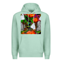 Seafoam halloween ghost and headstone seamless pattern Premium Hoodie - BundleAndBundleShop