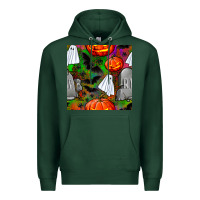 Sports Green halloween ghost and headstone seamless pattern Premium Hoodie - BundleAndBundleShop