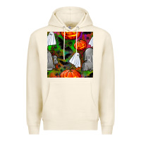 Tofu halloween ghost and headstone seamless pattern Premium Hoodie - BundleAndBundleShop