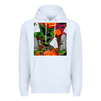White halloween ghost and headstone seamless pattern Premium Hoodie - BundleAndBundleShop