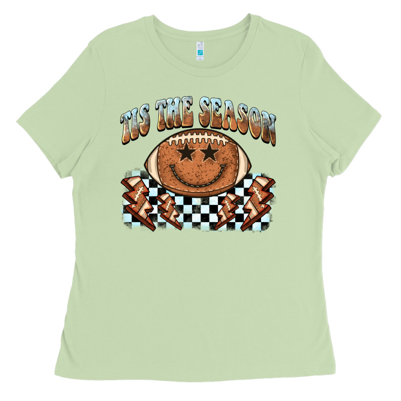 Tis The Season Football Smiley Face Ladies Tee by BarkalooDesign | Teevron