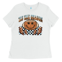 White tis the season football smiley face Ladies Tee - BarkalooDesign