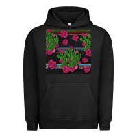 Pigment Black mexican rose and cactus seamless pattern Urban Hoodie - BundleAndBundleShop