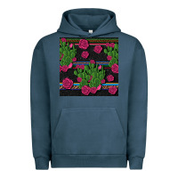 Pigment Midnight Navy mexican rose and cactus seamless pattern Urban Hoodie - BundleAndBundleShop