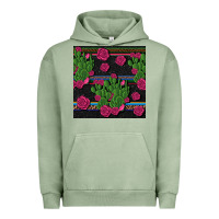 Pigment Oil Green mexican rose and cactus seamless pattern Urban Hoodie - BundleAndBundleShop