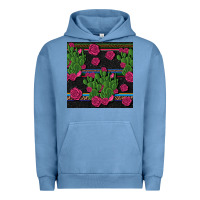 Pigment Pebble Blue mexican rose and cactus seamless pattern Urban Hoodie - BundleAndBundleShop