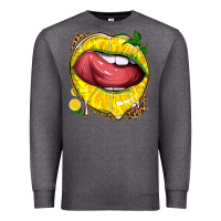 Charcoal Heather lemon lips with leopard Premium Sweatshirt - texasbilliewilder