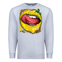Heather Grey lemon lips with leopard Premium Sweatshirt - texasbilliewilder