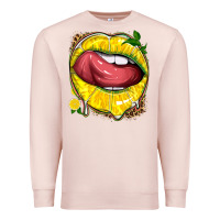 Pale Pink lemon lips with leopard Premium Sweatshirt - texasbilliewilder