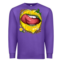 Purple lemon lips with leopard Premium Sweatshirt - texasbilliewilder