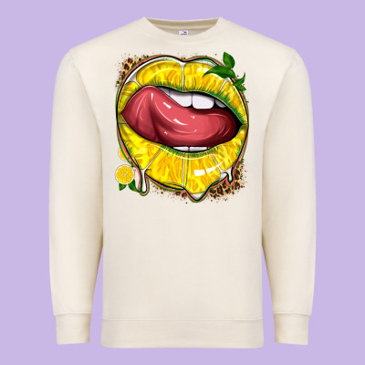 Lemon Lips With Leopard Premium Sweatshirt Designed By Texasbilliewilder