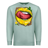 Seafoam lemon lips with leopard Premium Sweatshirt - texasbilliewilder