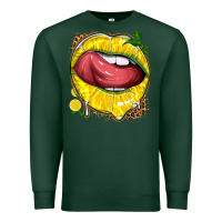 Sports Green lemon lips with leopard Premium Sweatshirt - texasbilliewilder