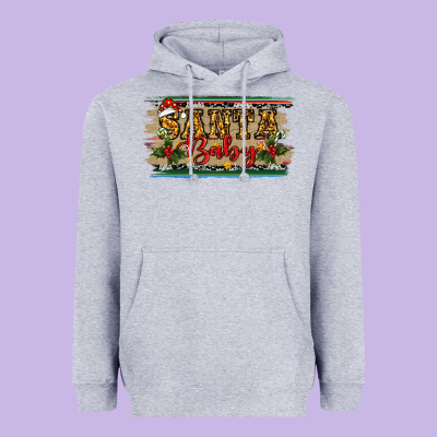 Heavyweight Hoodie Santa Baby Western Christmas