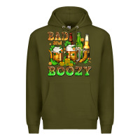 Army Green bad and boozy with beer Premium Hoodie - AdoDesignShop