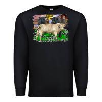 Black charolais bull black angus cattle and bull with barnyard and cowhide Premium Sweatshirt - RanaPortraitStore