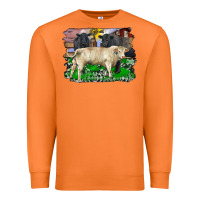 Carrot charolais bull black angus cattle and bull with barnyard and cowhide Premium Sweatshirt - RanaPortraitStore