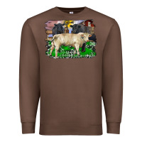 Chestnut charolais bull black angus cattle and bull with barnyard and cowhide Premium Sweatshirt - RanaPortraitStore