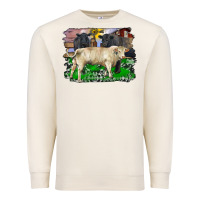 Sandshell charolais bull black angus cattle and bull with barnyard and cowhide Premium Sweatshirt - RanaPortraitStore