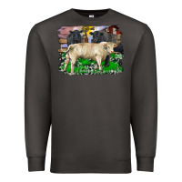 Smoke charolais bull black angus cattle and bull with barnyard and cowhide Premium Sweatshirt - RanaPortraitStore