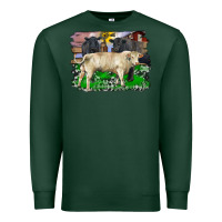 Sports Green charolais bull black angus cattle and bull with barnyard and cowhide Premium Sweatshirt - RanaPortraitStore