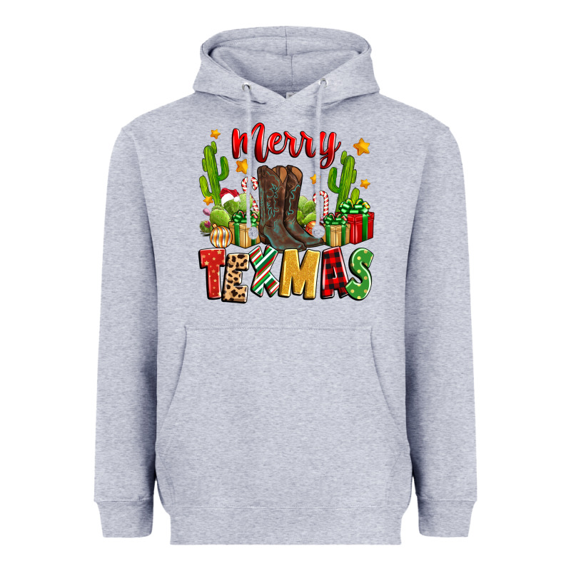 Merry Texmas Heavyweight Hoodie by Zillion Design Studio | Teevron