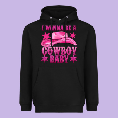 I Wanna Be A Cowboy Baby Heavyweight Hoodie Designed By Texasbilliewilder
