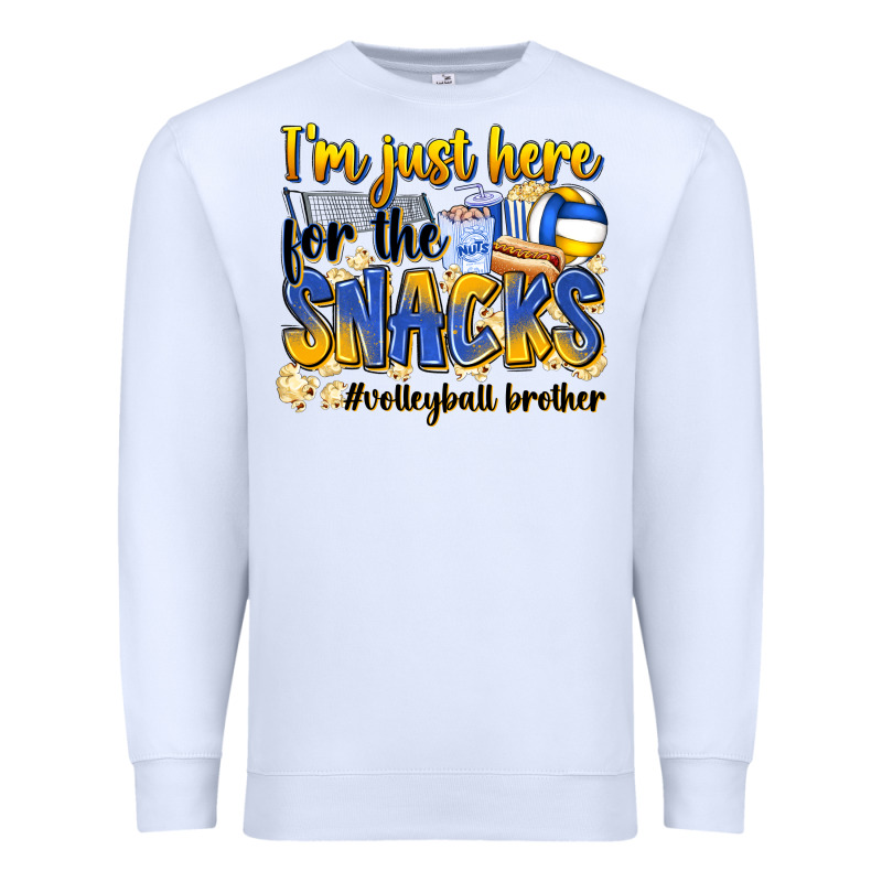 I'm Just Here For The Snacks #volleyball Brother Premium Sweatshirt by Zillion Design Studio | Teevron