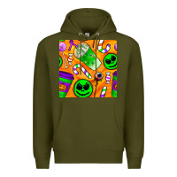 Army Green halloween snacks seamless pattern Premium Hoodie - BundleAndBundleShop