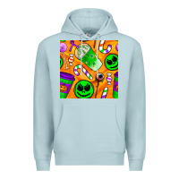 Blue Mist halloween snacks seamless pattern Premium Hoodie - BundleAndBundleShop