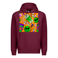 Burgundy halloween snacks seamless pattern Premium Hoodie - BundleAndBundleShop