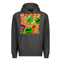 Charcoal Heather halloween snacks seamless pattern Premium Hoodie - BundleAndBundleShop